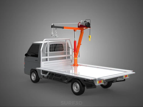 LARGE PONT JIB GRUE LEVAGE MOTEUR TREUIL CROCHET CAMION PICK-UP VOITURE Modèle 3D