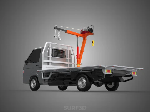 LARGE PONT JIB GRUE LEVAGE MOTEUR TREUIL CROCHET CAMION PICK-UP VOITURE Modèle 3D