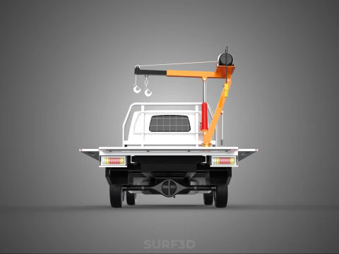 LARGE PONT JIB GRUE LEVAGE MOTEUR TREUIL CROCHET CAMION PICK-UP VOITURE Modèle 3D