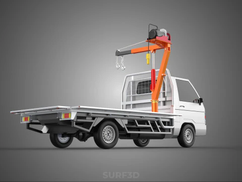 LARGE PONT JIB GRUE LEVAGE MOTEUR TREUIL CROCHET CAMION PICK-UP VOITURE Modèle 3D
