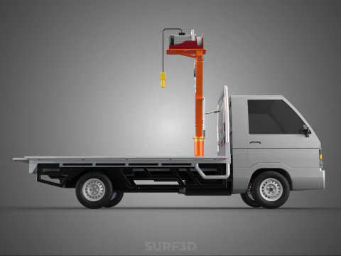 LARGE PONT JIB GRUE LEVAGE MOTEUR TREUIL CROCHET CAMION PICK-UP VOITURE Modèle 3D