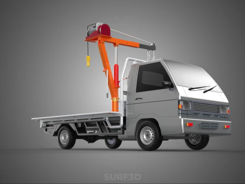 LARGE PONT JIB GRUE LEVAGE MOTEUR TREUIL CROCHET CAMION PICK-UP VOITURE Modèle 3D