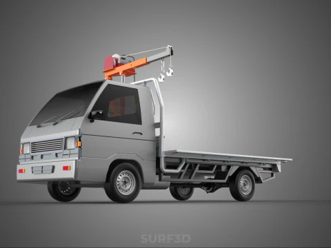 LARGE PONT JIB GRUE LEVAGE MOTEUR TREUIL CROCHET CAMION PICK-UP VOITURE Modèle 3D