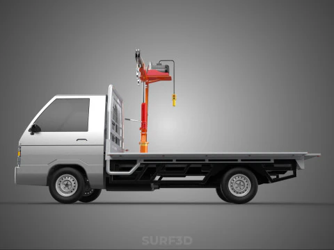 LARGE PONT JIB GRUE LEVAGE MOTEUR TREUIL CROCHET CAMION PICK-UP VOITURE Modèle 3D