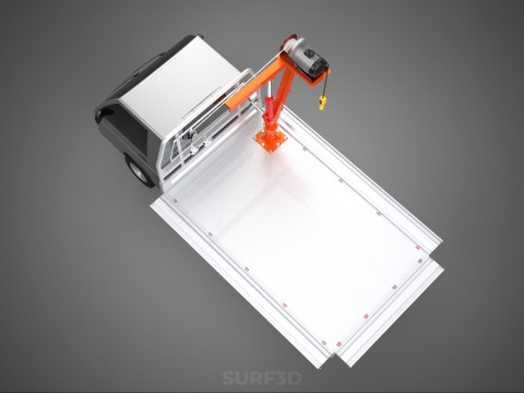 WIDE DECK JIB CRANE LIFT HOIST MOTOR WINCH HOOK TRUCK PICKUP CAR 3Dモデル