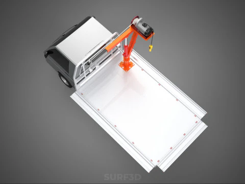 LARGE PONT JIB GRUE LEVAGE MOTEUR TREUIL CROCHET CAMION PICK-UP VOITURE Modèle 3D