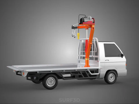 LARGE PONT JIB GRUE LEVAGE MOTEUR TREUIL CROCHET CAMION PICK-UP VOITURE Modèle 3D