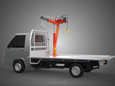 LARGE PONT JIB GRUE LEVAGE MOTEUR TREUIL CROCHET CAMION PICK-UP VOITURE Modèle 3D
