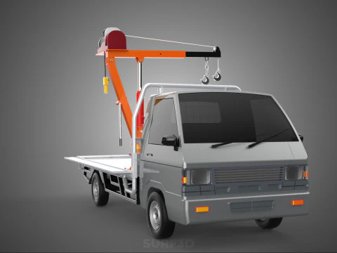 LARGE PONT JIB GRUE LEVAGE MOTEUR TREUIL CROCHET CAMION PICK-UP VOITURE Modèle 3D