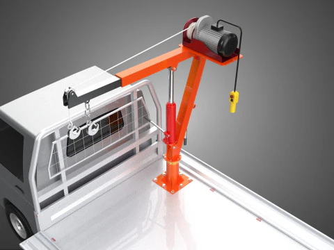 LARGE PONT JIB GRUE LEVAGE MOTEUR TREUIL CROCHET CAMION PICK-UP VOITURE Modèle 3D