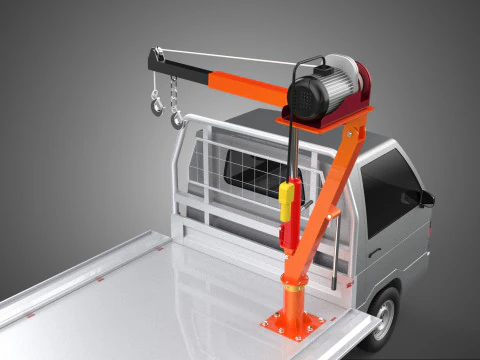 LARGE PONT JIB GRUE LEVAGE MOTEUR TREUIL CROCHET CAMION PICK-UP VOITURE Modèle 3D