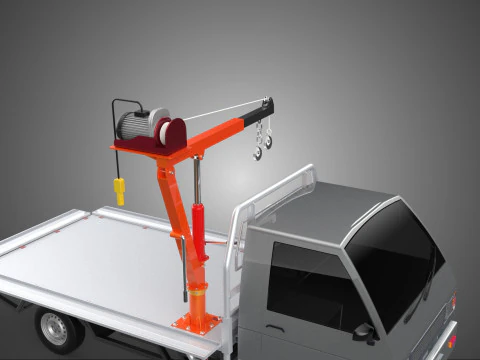 LARGE PONT JIB GRUE LEVAGE MOTEUR TREUIL CROCHET CAMION PICK-UP VOITURE Modèle 3D