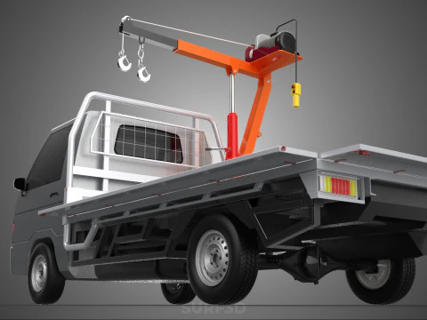 LARGE PONT JIB GRUE LEVAGE MOTEUR TREUIL CROCHET CAMION PICK-UP VOITURE Modèle 3D