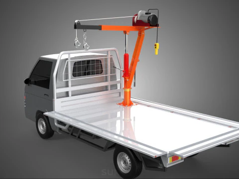 LARGE PONT JIB GRUE LEVAGE MOTEUR TREUIL CROCHET CAMION PICK-UP VOITURE Modèle 3D