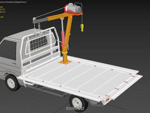 LARGE PONT JIB GRUE LEVAGE MOTEUR TREUIL CROCHET CAMION PICK-UP VOITURE Modèle 3D