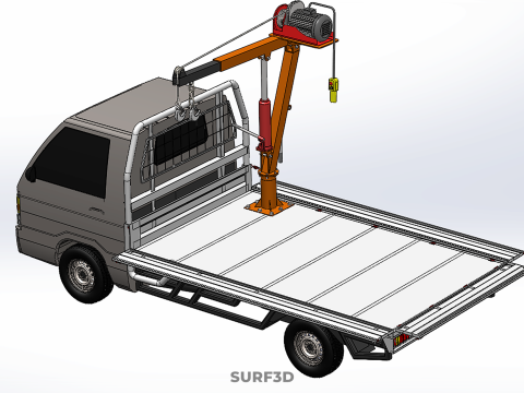 WIDE DECK JIB CRANE LIFT HOIST MOTOR WINCH HOOK TRUCK PICKUP CAR 3Dモデル