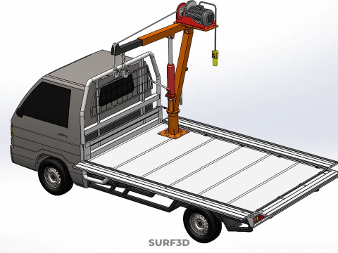 LARGE PONT JIB GRUE LEVAGE MOTEUR TREUIL CROCHET CAMION PICK-UP VOITURE Modèle 3D