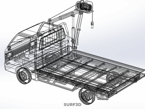 WIDE DECK JIB CRANE LIFT HOIST MOTOR WINCH HOOK TRUCK PICKUP CAR 3Dモデル