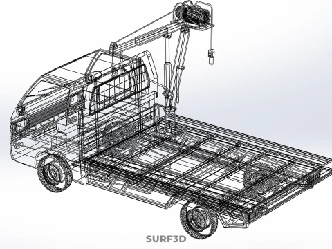 LARGE PONT JIB GRUE LEVAGE MOTEUR TREUIL CROCHET CAMION PICK-UP VOITURE Modèle 3D