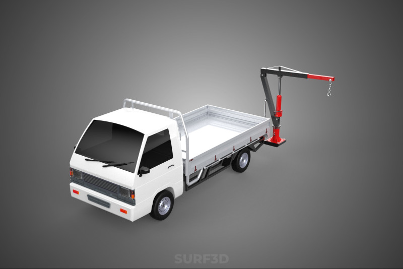 ATTACHMENT HYDRAULIC LIFT JIB CRANE WINCH FLATBED PICKUP TRUCK 3D Modell .c4d .max .obj .3ds .fbx .stl .blend 