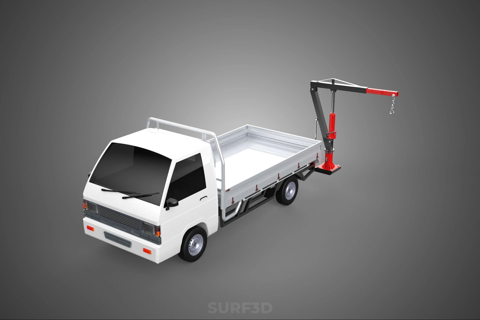 ATTACHMENT HYDRAULIC LIFT JIB CRANE WINCH FLATBED PICKUP TRUCK 3D Model .c4d .max .obj .3ds .fbx .stl .blend 