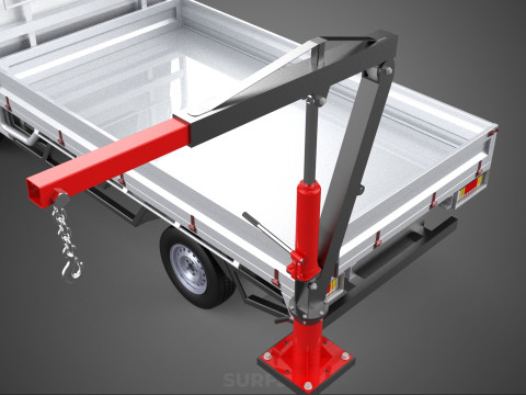 ATTACHMENT HYDRAULIC LIFT JIB CRANE WINCH FLATBED PICKUP TRUCK 3D Modell