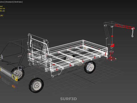 ATTACHMENT HYDRAULIC LIFT JIB CRANE WINCH FLATBED PICKUP TRUCK 3D Modell