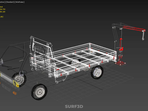 ATTACHMENT HYDRAULIC LIFT JIB CRANE WINCH FLATBED PICKUP TRUCK 3D Model
