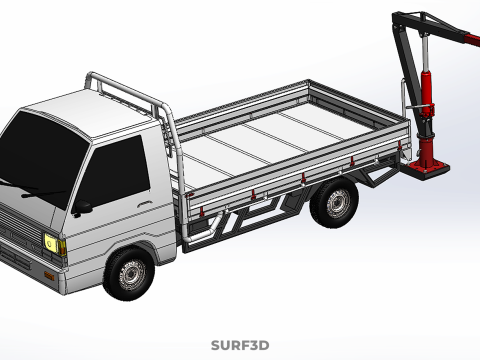 ATTACHMENT HYDRAULIC LIFT JIB CRANE WINCH FLATBED PICKUP TRUCK 3D Modell