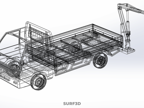 ATTACHMENT HYDRAULIC LIFT JIB CRANE WINCH FLATBED PICKUP TRUCK 3D Modell