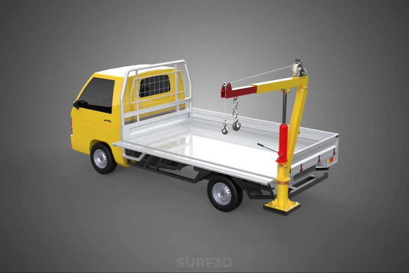 DROP GATE BED SIDE DOOR JIB CRANE LIFT HOIST WINCH TRUCK PICKUP 3D 模型 .c4d .max .obj .3ds .fbx .stl .blend
