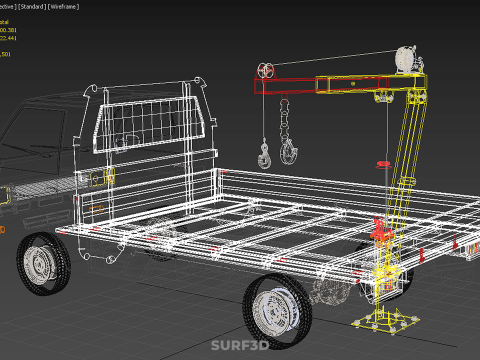 DROP GATE BED SIDE DOOR JIB CRANE LIFT HOIST WINCH TRUCK PICKUP 3D 模型