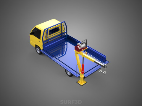 ATTACHED HYDRAULIC JACK LIFT REMOTE HOIST JIB CRANE PICKUP TRUCK 3D 모델