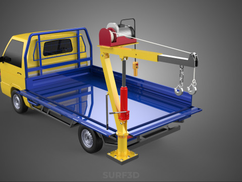 ATTACHED HYDRAULIC JACK LIFT REMOTE HOIST JIB CRANE PICKUP TRUCK 3D 모델