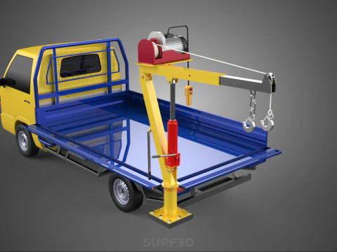 ATTACHED HYDRAULIC JACK LIFT REMOTE HOIST JIB CRANE PICKUP TRUCK 3D Model