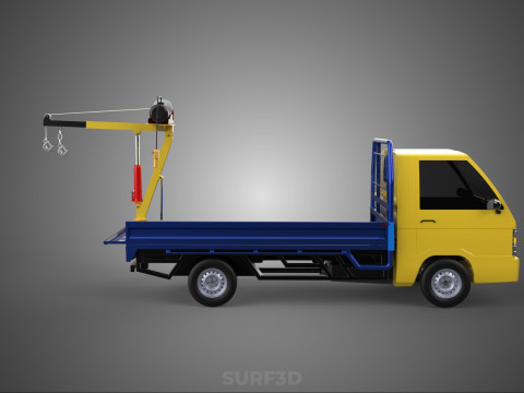 ATTACHED HYDRAULIC JACK LIFT REMOTE HOIST JIB CRANE PICKUP TRUCK 3D 모델