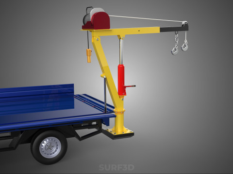 ATTACHED HYDRAULIC JACK LIFT REMOTE HOIST JIB CRANE PICKUP TRUCK 3D 모델