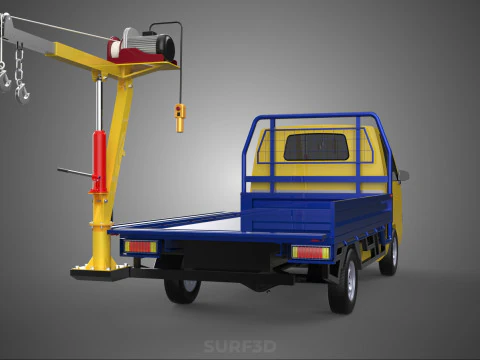 ATTACHED HYDRAULIC JACK LIFT REMOTE HOIST JIB CRANE PICKUP TRUCK 3D Model