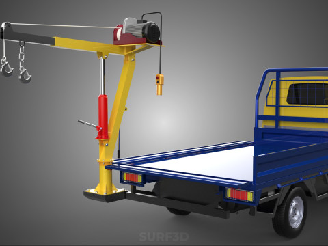 ATTACHED HYDRAULIC JACK LIFT REMOTE HOIST JIB CRANE PICKUP TRUCK 3D 모델
