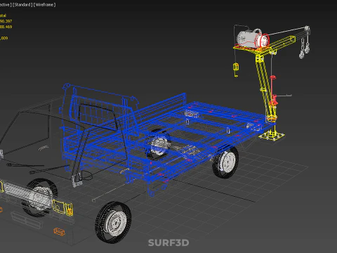 ATTACHED HYDRAULIC JACK LIFT REMOTE HOIST JIB CRANE PICKUP TRUCK 3D Model