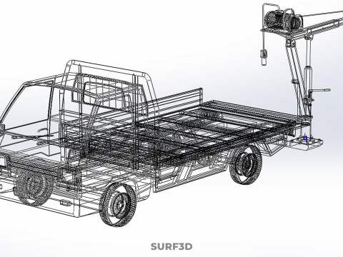 ATTACHED HYDRAULIC JACK LIFT REMOTE HOIST JIB CRANE PICKUP TRUCK 3D 모델