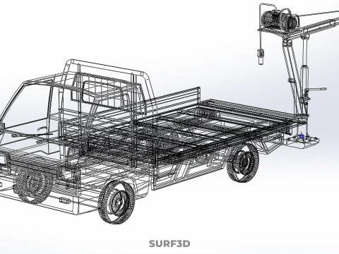 ATTACHED HYDRAULIC JACK LIFT REMOTE HOIST JIB CRANE PICKUP TRUCK 3D Model