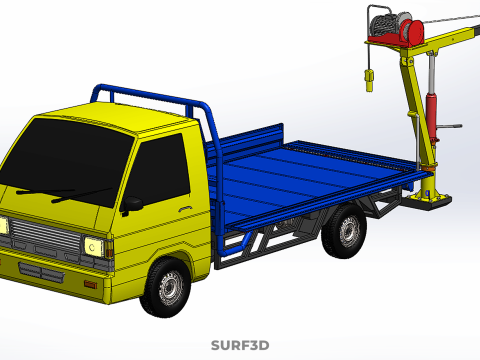 ATTACHED HYDRAULIC JACK LIFT REMOTE HOIST JIB CRANE PICKUP TRUCK 3D 모델