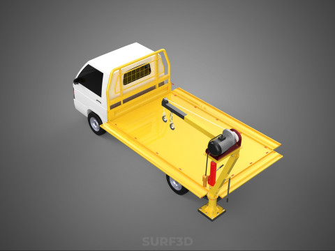 3 WAY WIDE DECK CRANE HOIST REMOTE ELECTRIC WINCH TRUCK PICKUP 3D Modell