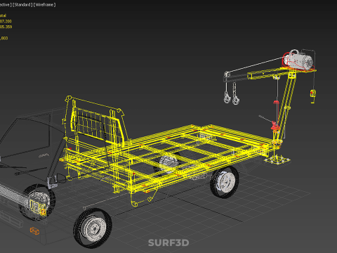 3 WAY WIDE DECK CRANE HOIST REMOTE ELECTRIC WINCH TRUCK PICKUP 3D Modell
