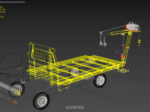 3 WAY WIDE DECK CRANE HOIST REMOTE ELECTRIC WINCH TRUCK PICKUP 3D Model