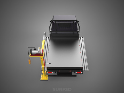 REAR MOUNTED BOOM CRANE HOIST WINCH LIFTING FLATBED TRUCK PICKUP 3D Модель