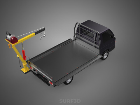 REAR MOUNTED BOOM CRANE HOIST WINCH LIFTING FLATBED TRUCK PICKUP 3D Модель