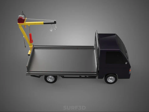 REAR MOUNTED BOOM CRANE HOIST WINCH LIFTING FLATBED TRUCK PICKUP 3D Model