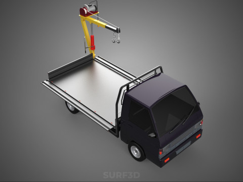 REAR MOUNTED BOOM CRANE HOIST WINCH LIFTING FLATBED TRUCK PICKUP 3D Модель